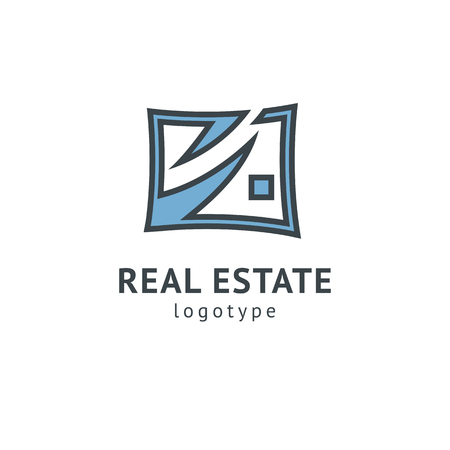 Abstract real estate agent logo icon vector design. Rent, sale of real estate vector logo, House cleaning, home security, real estate auction. Vector building logo conceptのイラスト素材