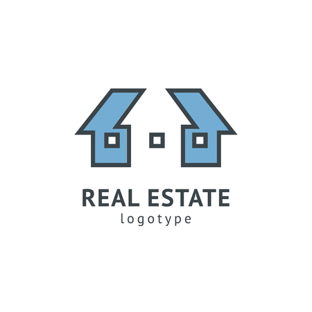 Abstract real estate agent logo icon vector design. Rent, sale of real estate vector logo, House cleaning, home security, real estate auction. Vector building logo conceptのイラスト素材
