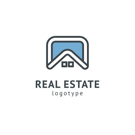 Abstract real estate agent logo icon vector design. Rent, sale of real estate vector logo, House cleaning, home security, real estate auction. Vector building logo conceptのイラスト素材