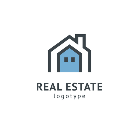 Abstract real estate agent logo icon vector design. Rent, sale of real estate vector logo, House cleaning, home security, real estate auction. Vector building logo conceptのイラスト素材