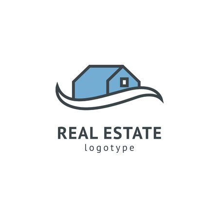 Abstract real estate agent logo icon vector design. Rent, sale of real estate vector logo, House cleaning, home security, real estate auction. Vector building logo conceptのイラスト素材