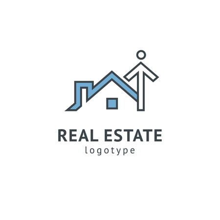 Abstract real estate agent logo icon vector design. Rent, sale of real estate vector logo, House cleaning, home security, real estate auction. Vector building logo conceptのイラスト素材