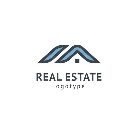 Abstract real estate agent logo icon vector design. Rent, sale of real estate vector logo, House cleaning, home security, real estate auction. Vector building logo conceptのイラスト素材