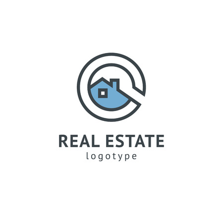 Abstract real estate agent logo icon vector design. Rent, sale of real estate vector logo, House cleaning, home security, real estate auction. Vector building logo conceptのイラスト素材