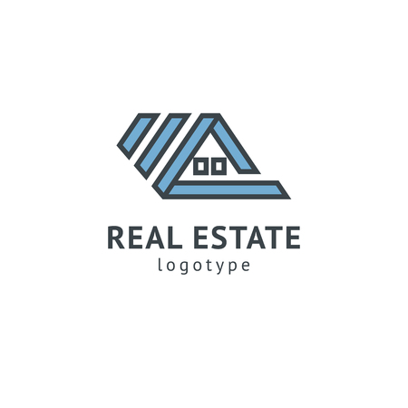 Abstract real estate agent logo icon vector design. Rent, sale of real estate vector logo, House cleaning, home security, real estate auction. Vector building logo conceptのイラスト素材