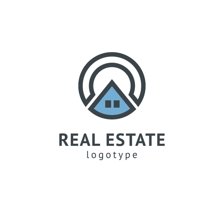 Abstract real estate agent logo icon vector design. Rent, sale of real estate vector logo, House cleaning, home security, real estate auction. Vector building logo conceptのイラスト素材