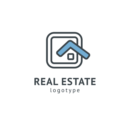 Abstract real estate agent logo icon vector design. Rent, sale of real estate vector logo, House cleaning, home security, real estate auction. Vector building logo conceptのイラスト素材