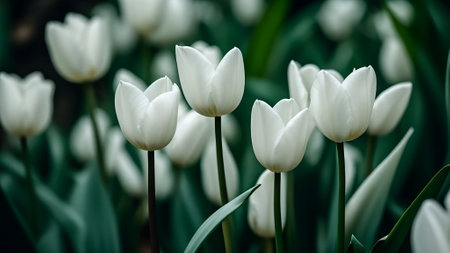 White tulips in the jungleの素材
