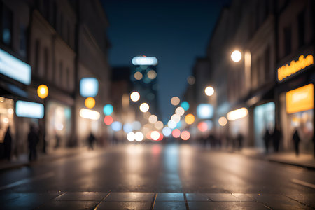 City the street at night with blurred backgroundの素材