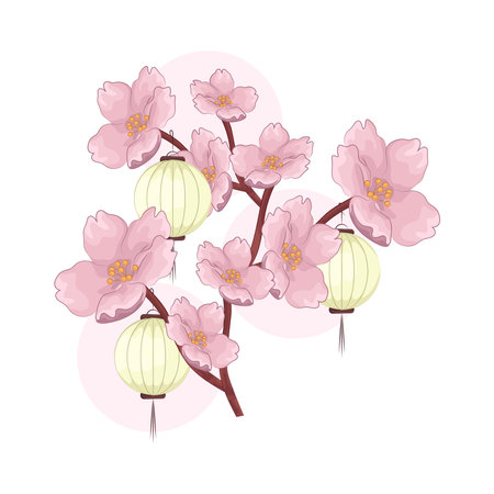 lantern and cherry blossomのイラスト素材