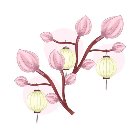 lantern and cherry blossomのイラスト素材