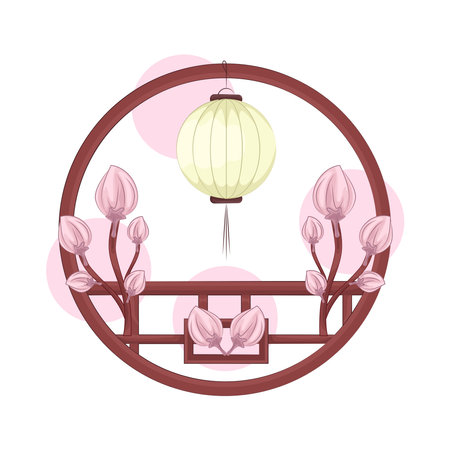 lantern and cherry blossomのイラスト素材