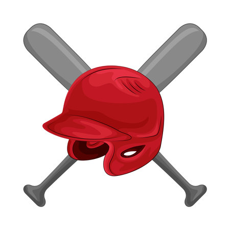 baseball bat and baseball helmetのイラスト素材