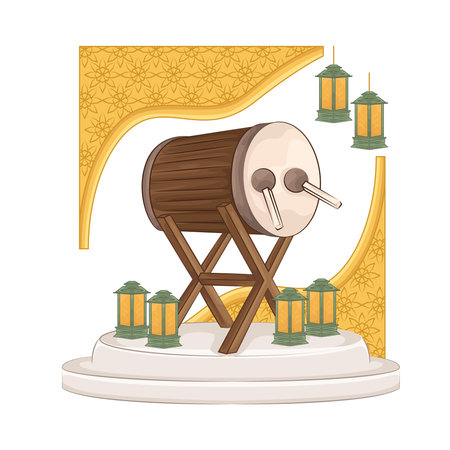 bedug with lanternのイラスト素材