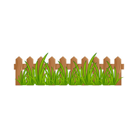 garden fence with grassのイラスト素材