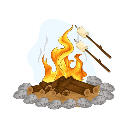 campfire marshmallowのイラスト素材