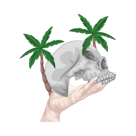 skull palm treeのイラスト素材
