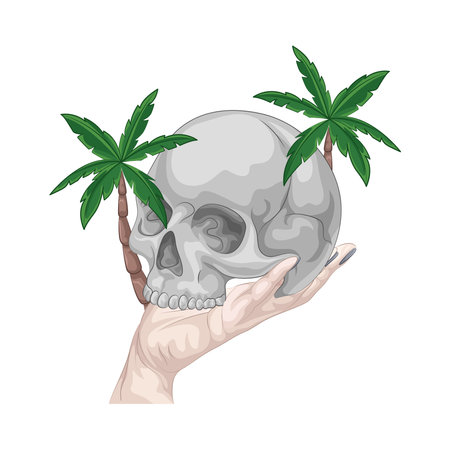 skull and palmのイラスト素材