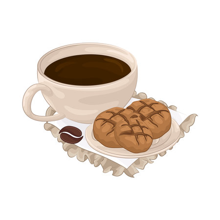 coffee cup with cookiesのイラスト素材