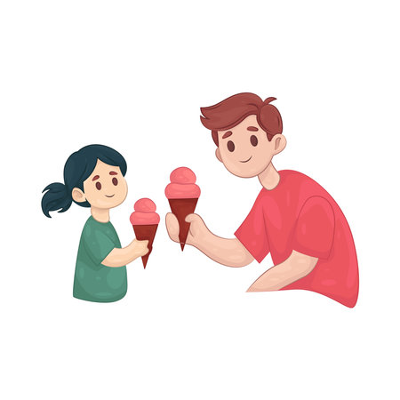 father eating ice creamのイラスト素材