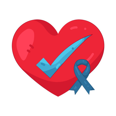 Healthy Heart with Blue Ribbonのイラスト素材