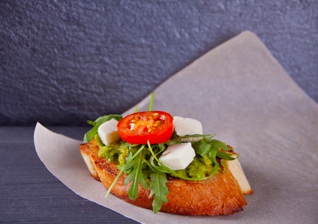 Sliced Toast Bread on a plate with vegetablesの写真素材