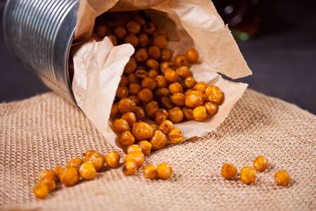 Spicy roasted chickpeas. Healthy and vegetarian foodの写真素材