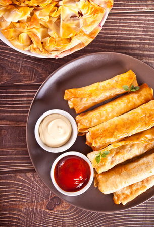 Sigara burek turkish crispy fried pastry rolls filo phyllo dough