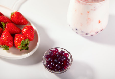 black tapioca pearls balls for bubble teaの写真素材