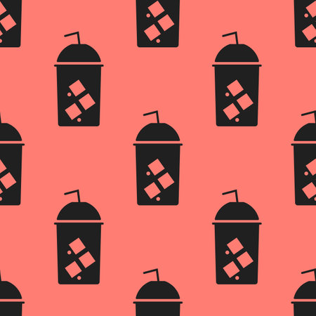 blakc soda drink icon on white background seamless. Vector illustrationのイラスト素材