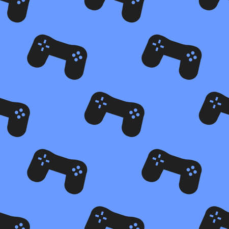 Simple modern black gamepad icon on white background seamless. Vector illustration