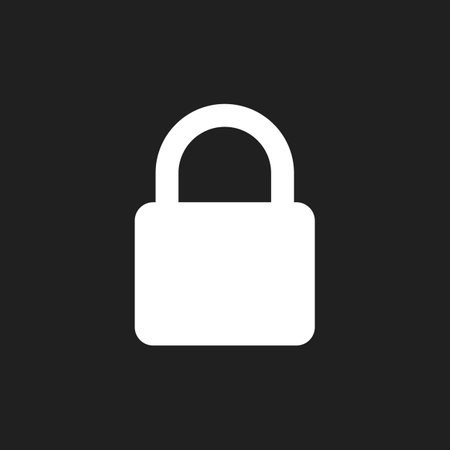 Flat simple whie lock padlock icon in background. Vector illustration