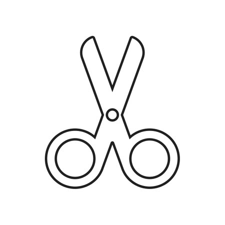 Flat outline scissors icon on white background. Vector illustrationのイラスト素材