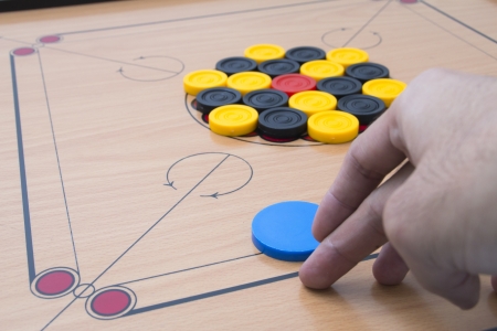 striking carrom coinの写真素材