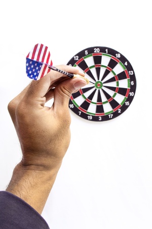 aiming the dart boardの写真素材