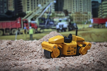 steamroll toy at construction site