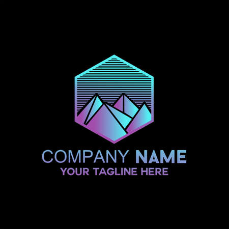 UNIQUE MOUNTAIN FULL OF COLORS VECTOR LOGOのイラスト素材