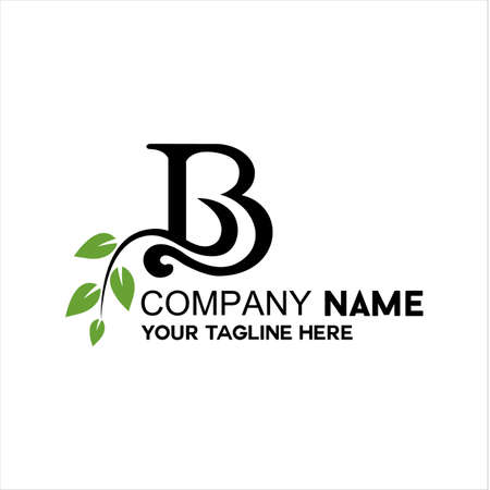 unique letter B logo with leavesのイラスト素材