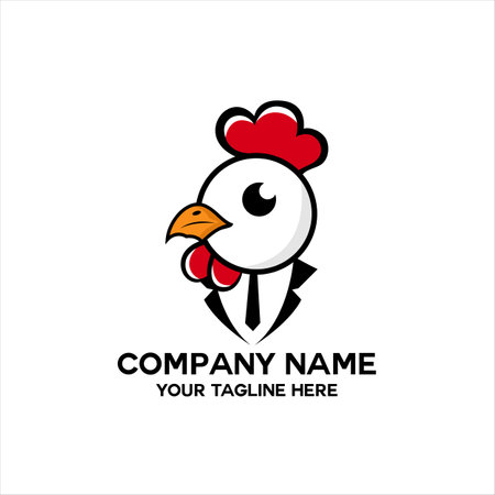 unique chicken head logo with suitのイラスト素材