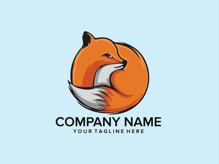 unique circular fox logo vectorのイラスト素材