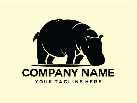 black hippopotamus silhouette vectorのイラスト素材