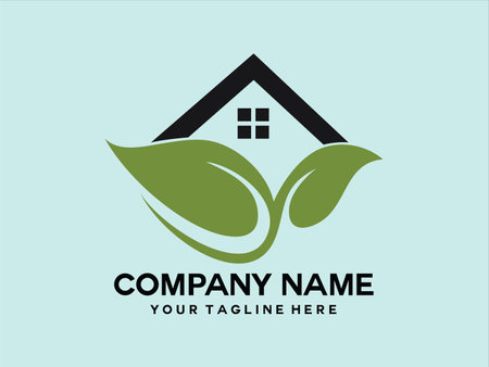 house icon in combination with vector leavesのイラスト素材