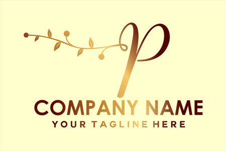 letter P with leavesのイラスト素材