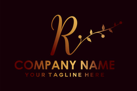 letter R with leavesのイラスト素材