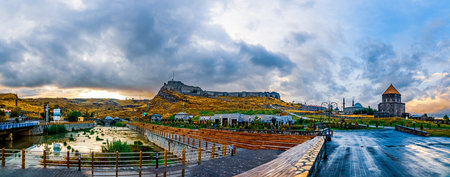 A historical city with a historical castle and historical buildings