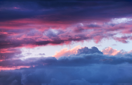 Dramatic colorful sky with cloud at sunsetの写真素材