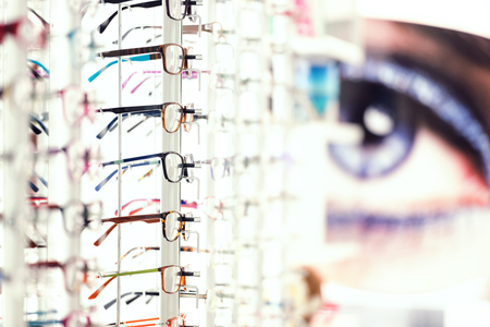 Display with different eye wear modelの写真素材