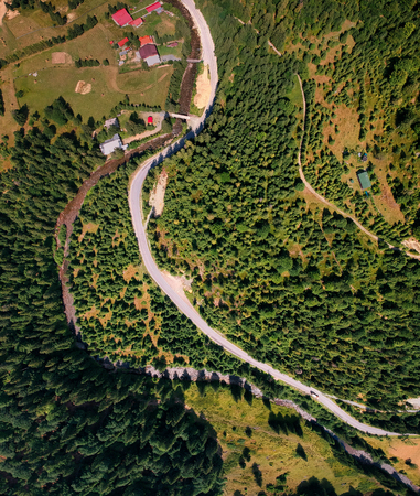 Aerial View of Road on the Mountain perfect for backgroundの写真素材