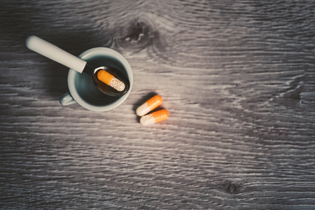 Flat lay of medicine portions conceptの写真素材