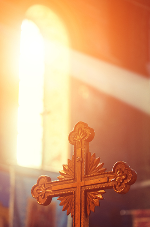 Sunbeams passing through windows in churchの写真素材